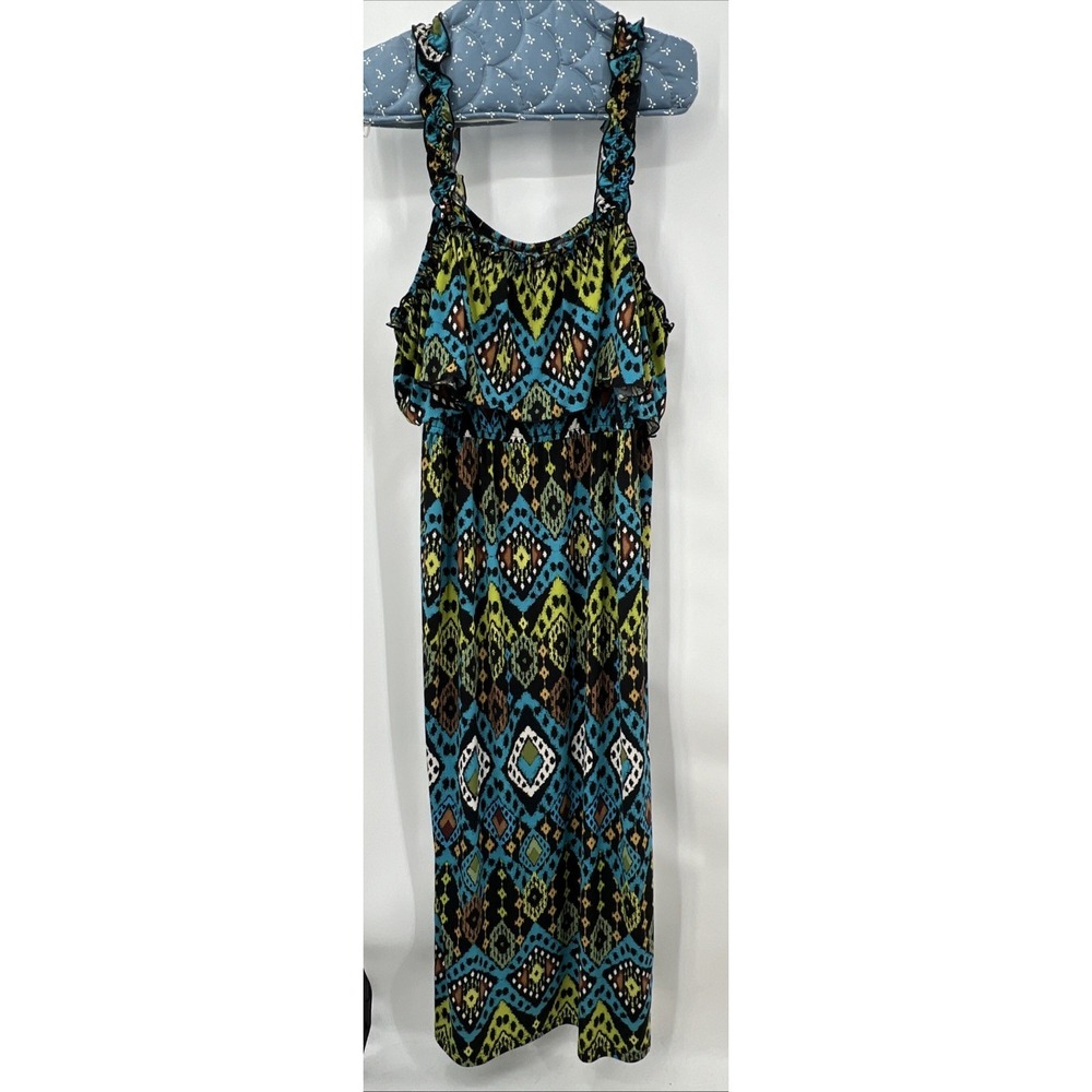 Women's Maxi‎ Dress Ruffles 24W Boho Tribal Geometric Print Festival Artsy